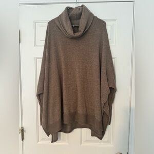 Zenana Women’s Long Sleeve Cowl Neck High Low Bat Wings Tunic Sweater - Brown